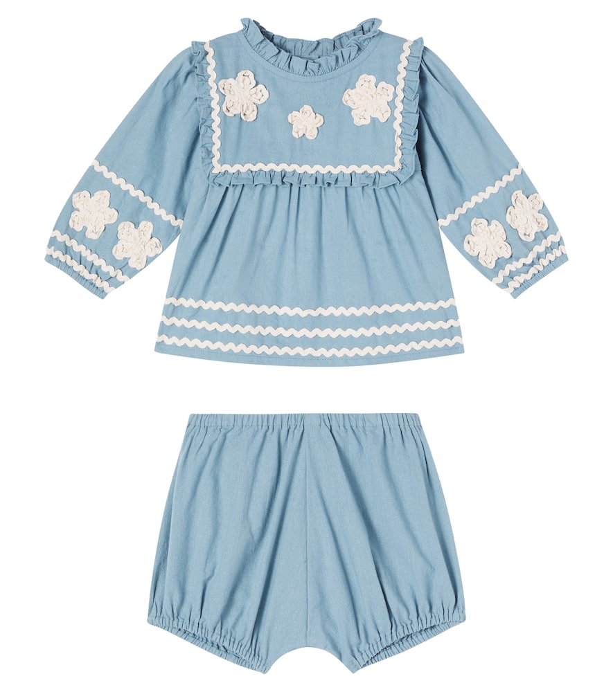 Bebe Organic Baby Inga Set Of Cotton Top And Shorts In Blue