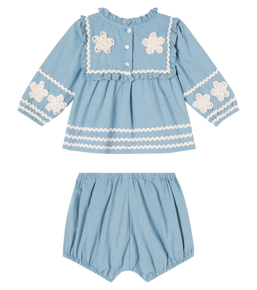 Bebe Organic Baby Inga Set Of Cotton Top And Shorts In Blue