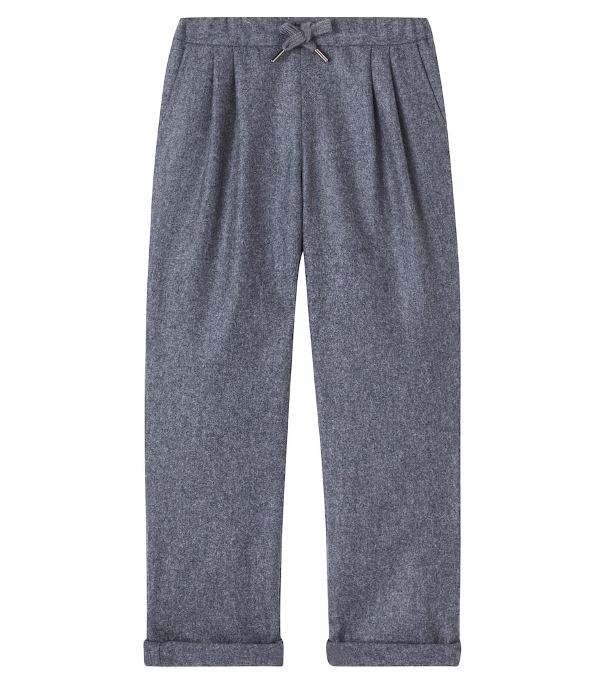 Brunello Cucinelli Kids' Virgin Wool Straight Pants In Gray