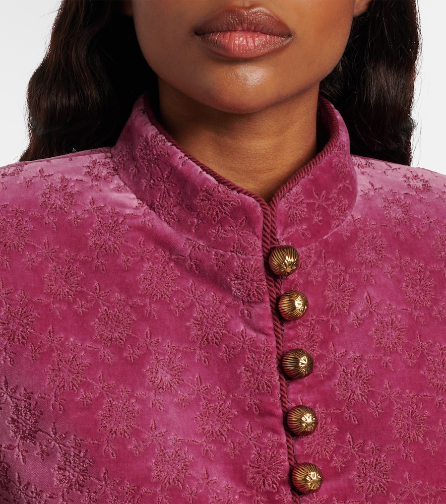 Chloé Floral Cropped Cotton Velvet Jacket In Purple