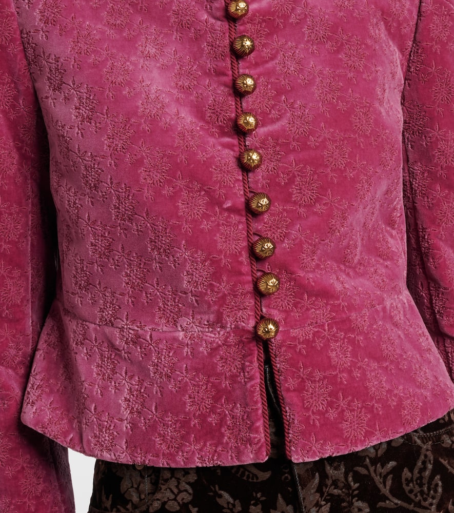 Chloé Floral Cropped Cotton Velvet Jacket In Purple