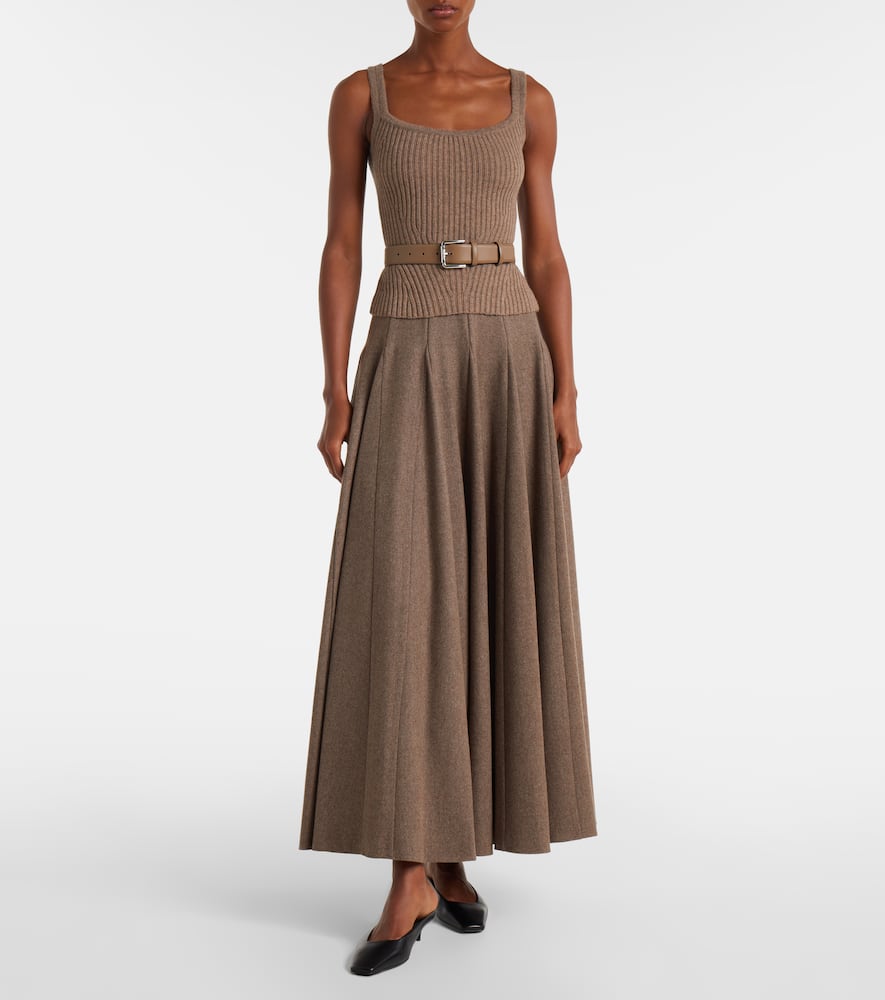 Max Mara Bellico Wool Maxi Skirt In Brown