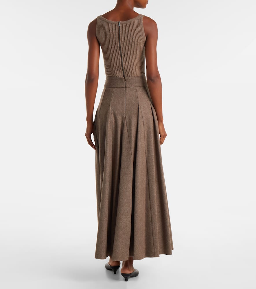 Max Mara Bellico Wool Maxi Skirt In Brown