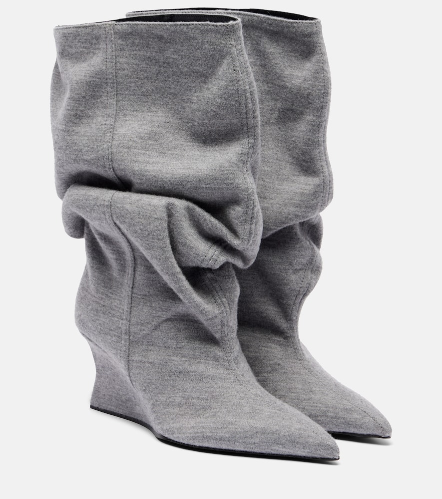 Balmain Draped Ankle Boots In Gray