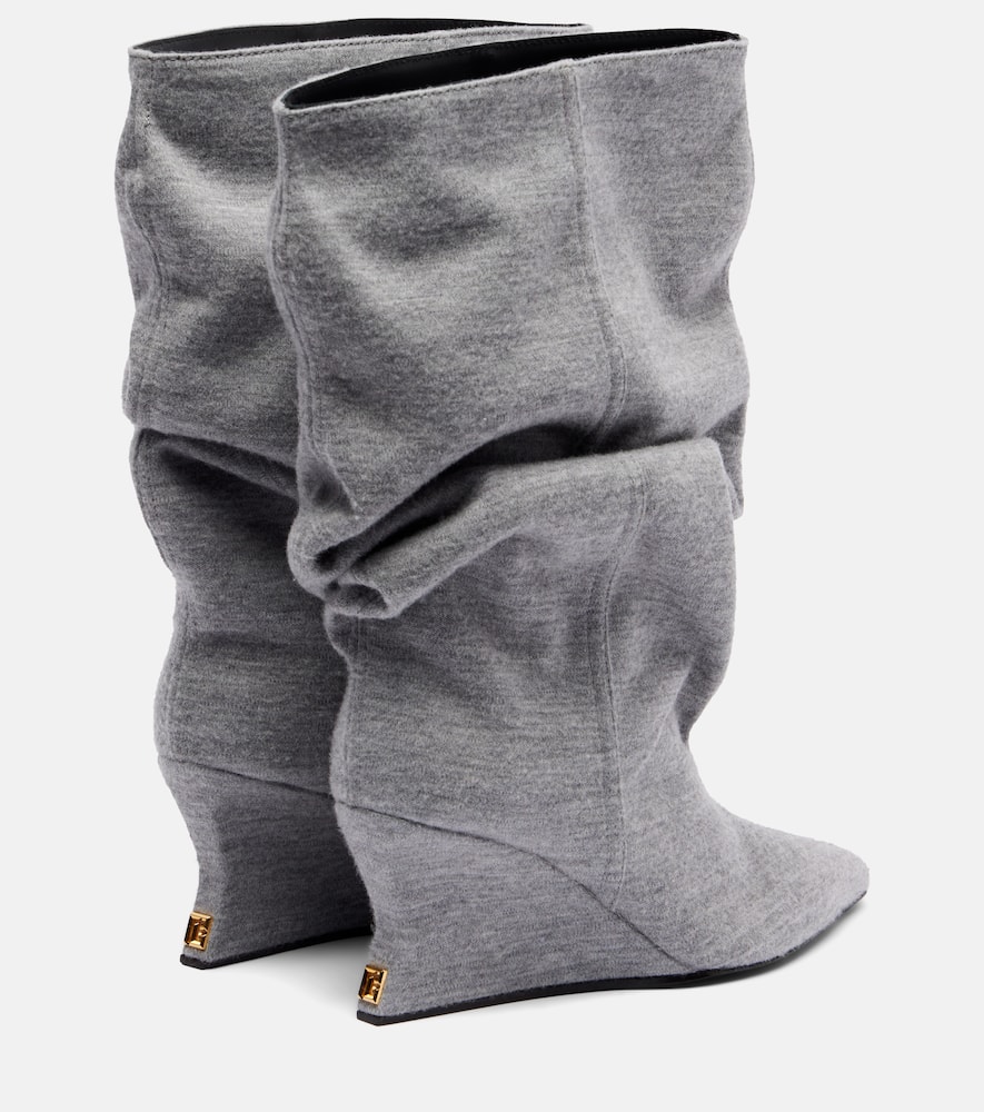 Balmain Draped Ankle Boots In Gray