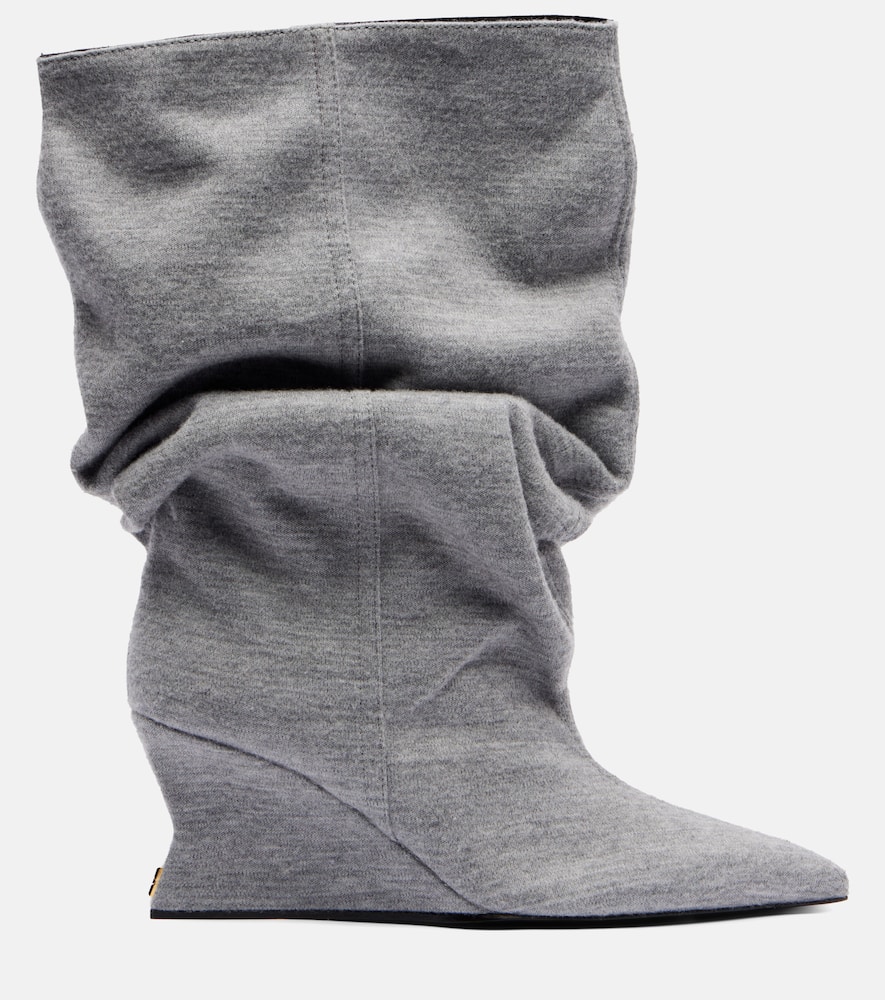 Balmain Draped Ankle Boots In Gray