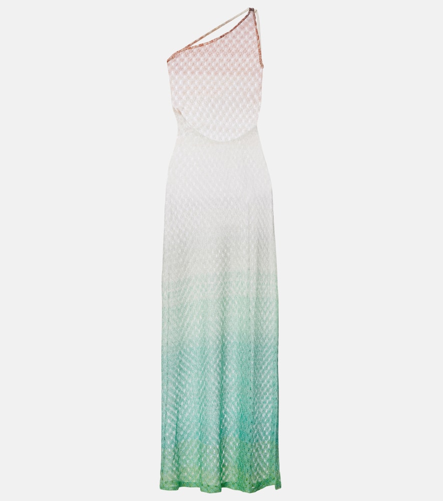 Missoni Open-knit One-shoulder Lamé Beach Cover-up In Multi