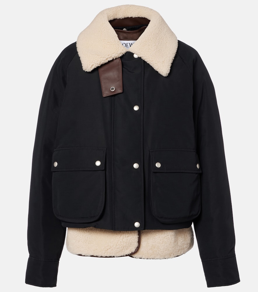 Loewe Shearling-trimmed cotton-blend jacket