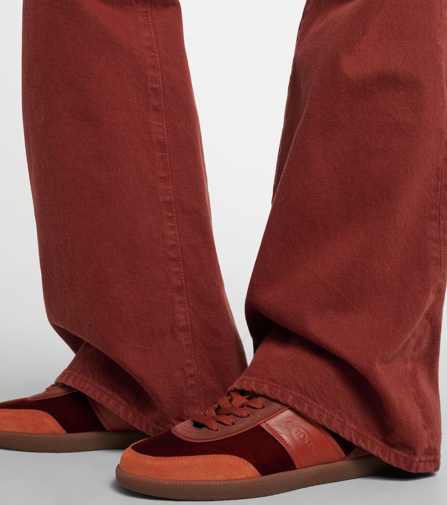 Tod's Tabs leather-trimmed velvet sneakers