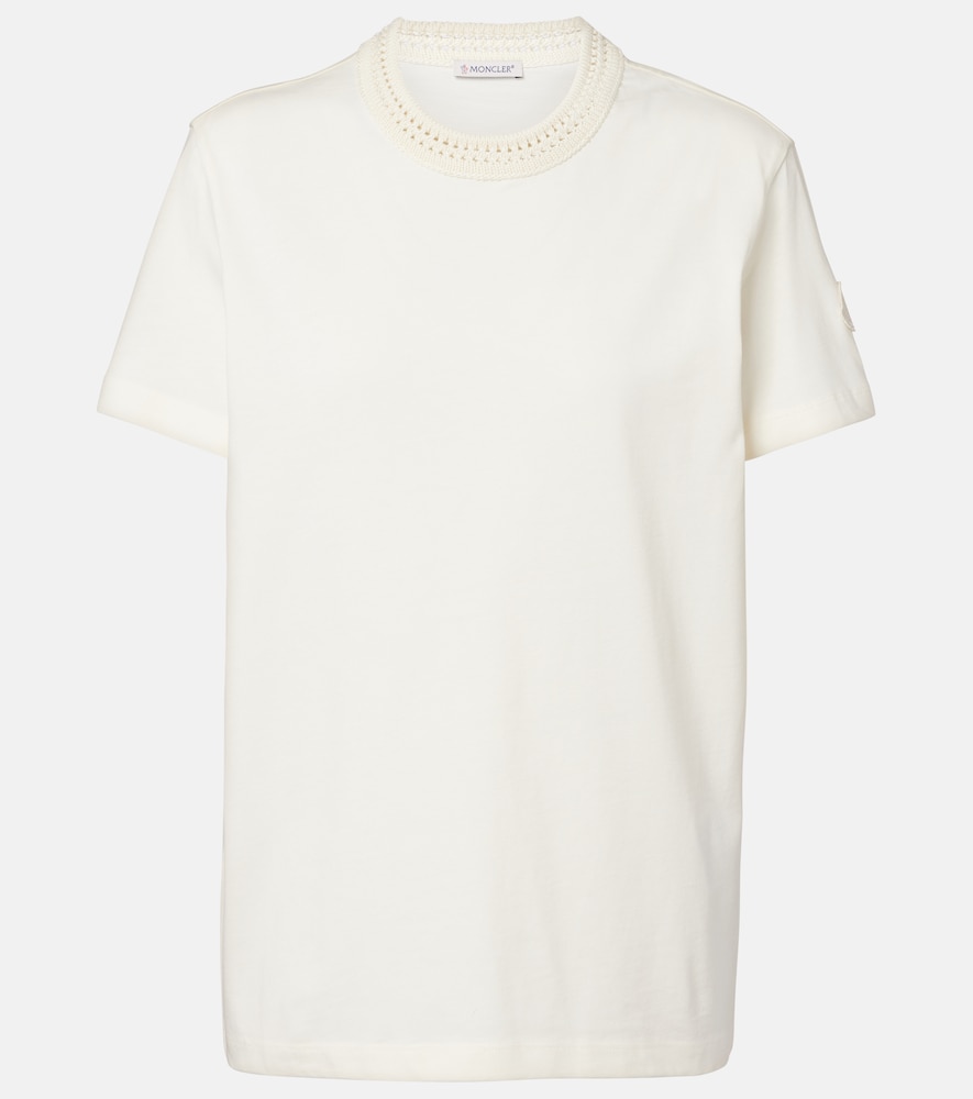 Moncler Crochet-trimmed cotton jersey T-shirt