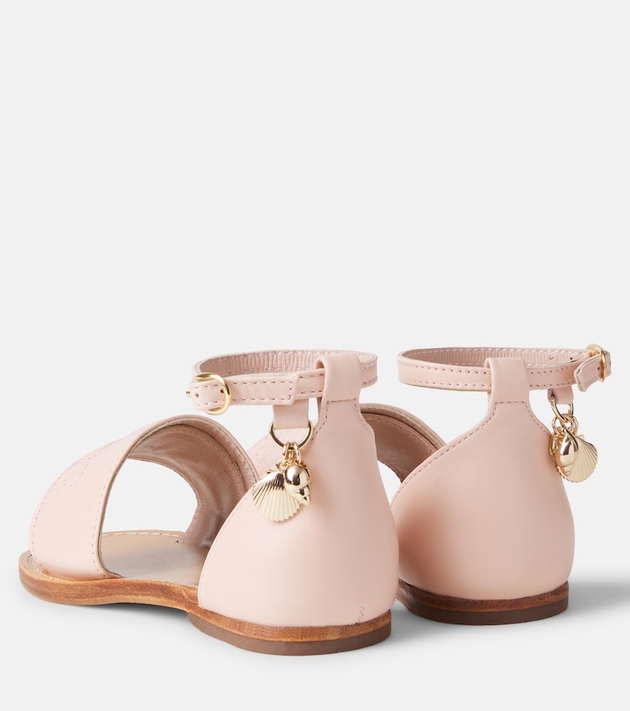  Chloe Kids Chloã© Kids Logo Leather Sandals 