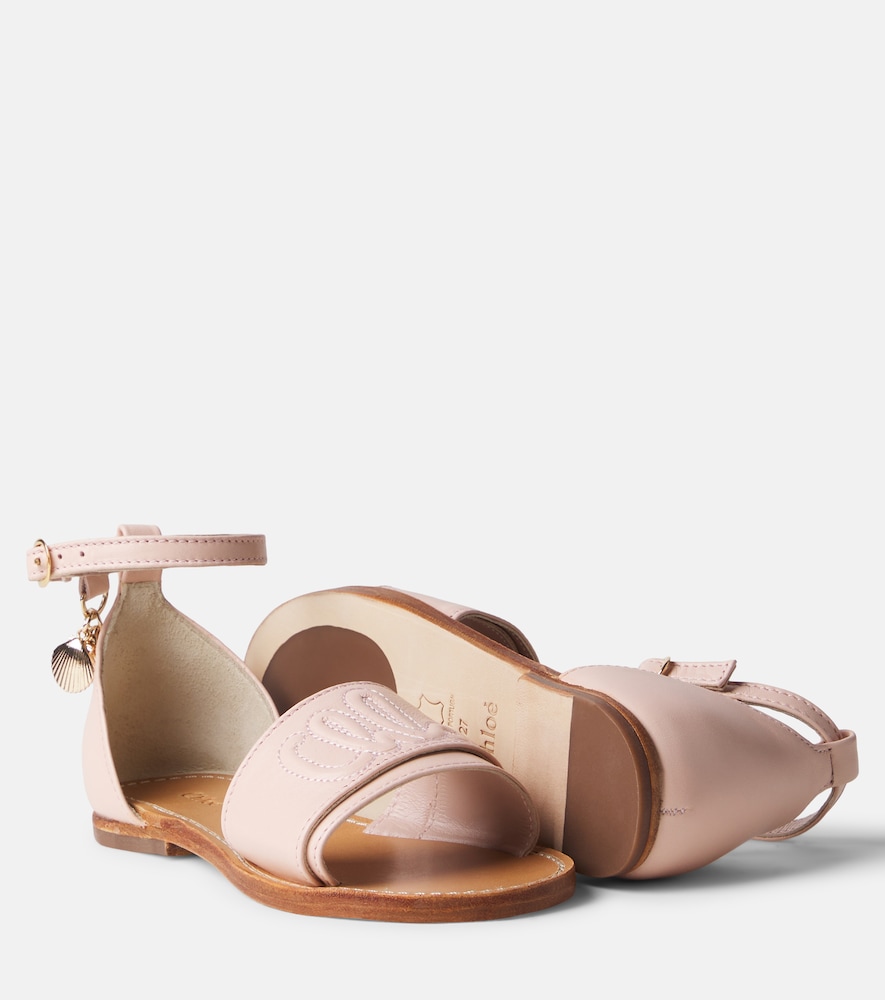  Chloe Kids Chloã© Kids Logo Leather Sandals 