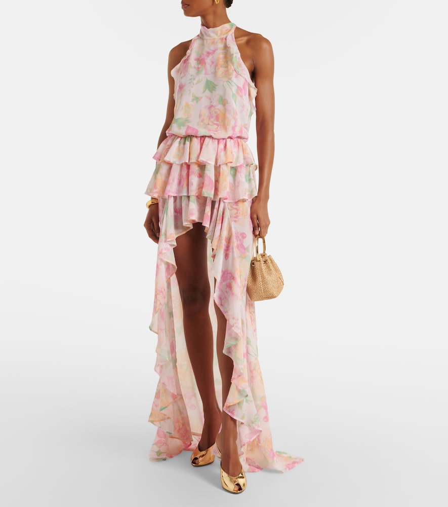 Bananhot Malena floral ruffled asymmetric maxi dress