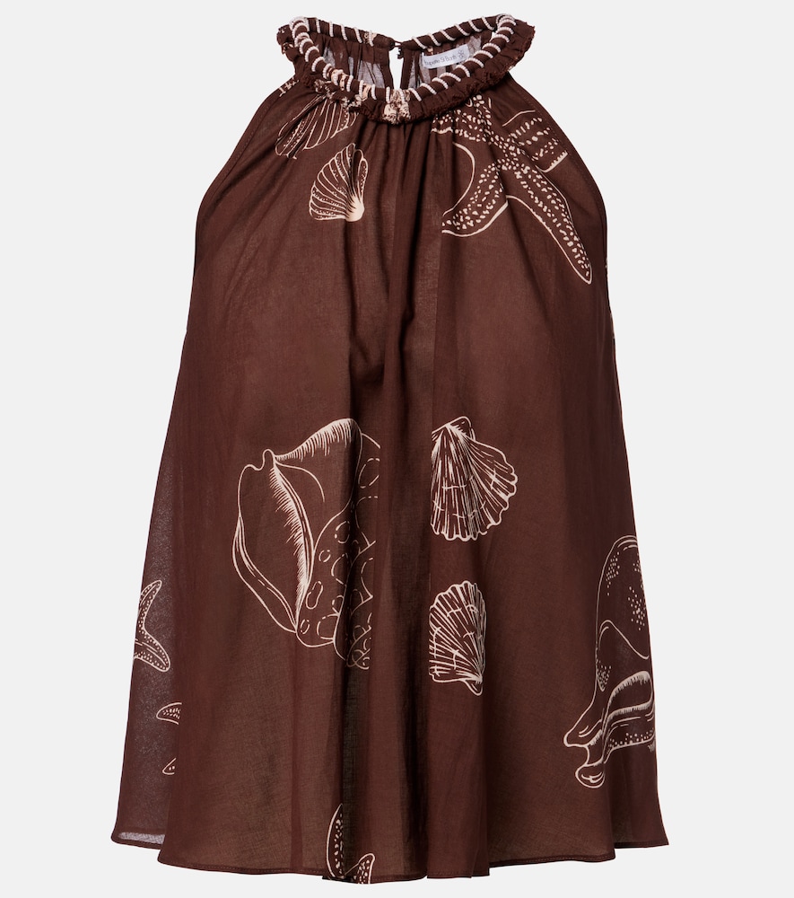 Poupette St Barth Cleo printed halterneck cotton top