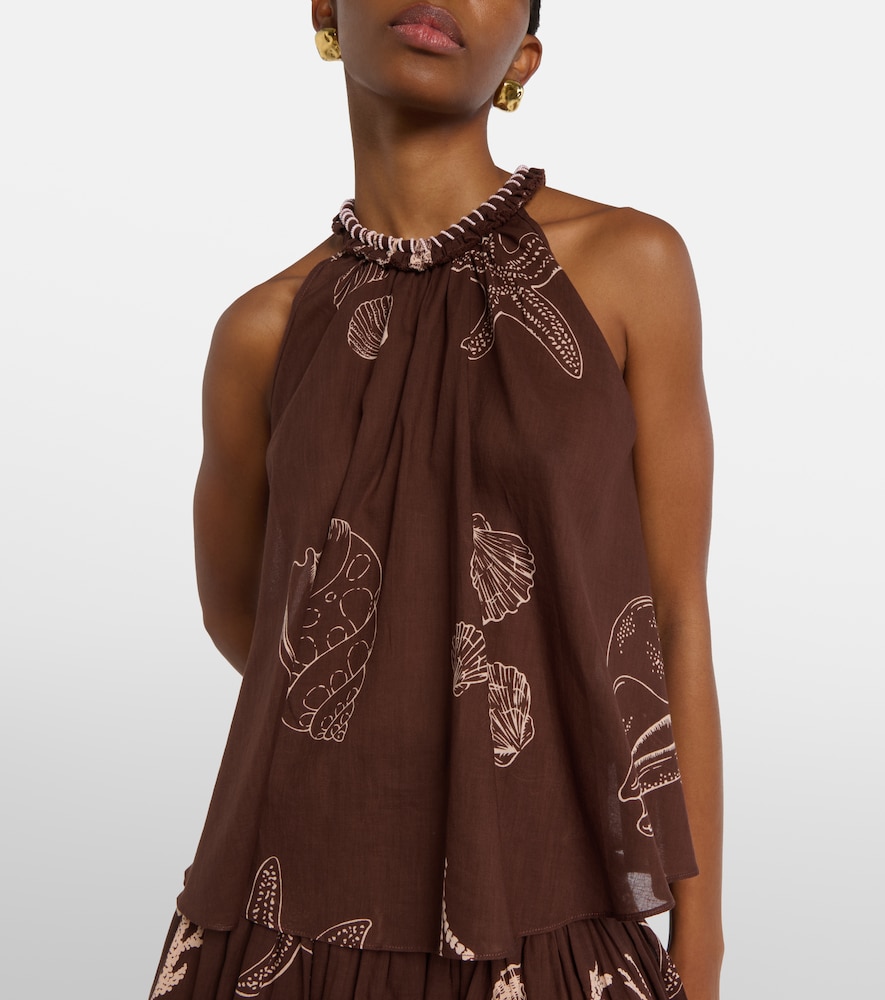 Cleo Printed Halterneck Cotton Top
