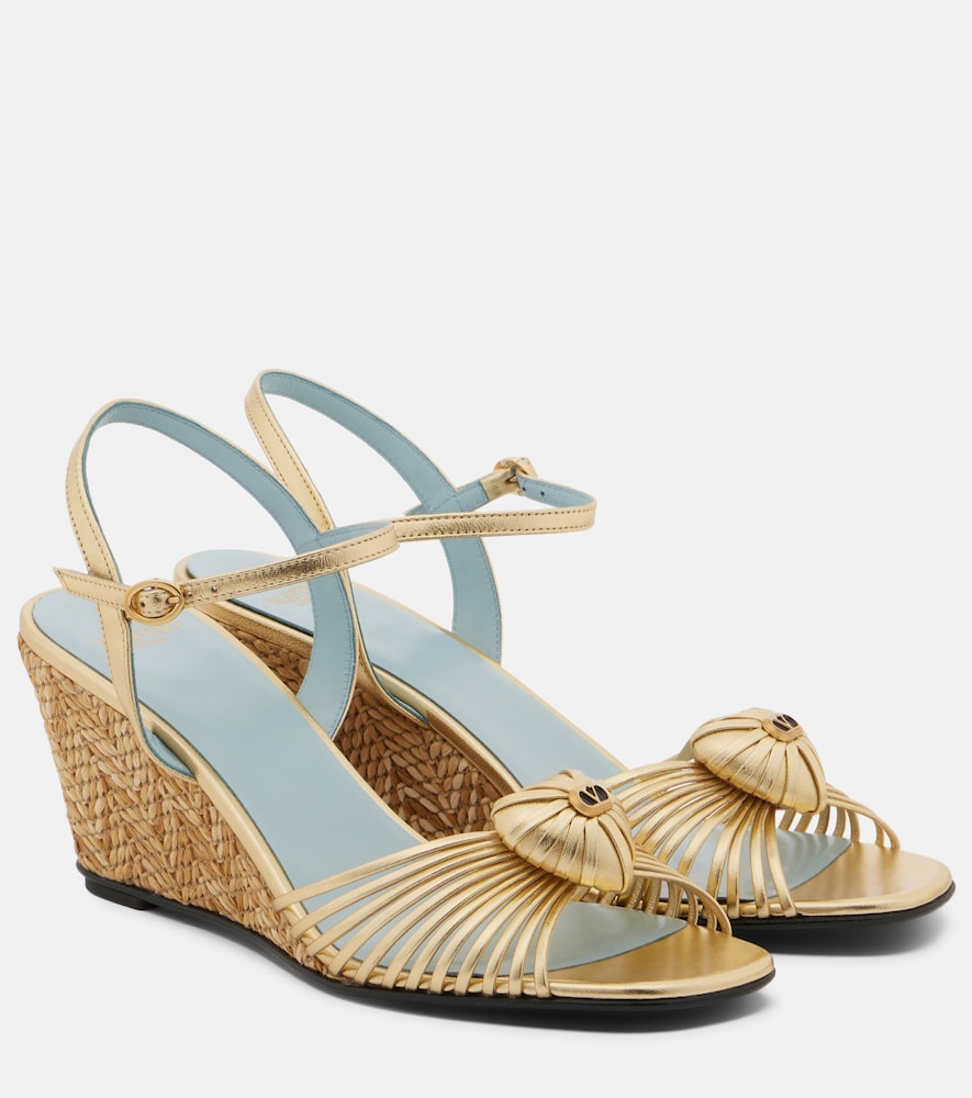 Wedge-Sandalen Cœur Royal aus Metallic-Leder