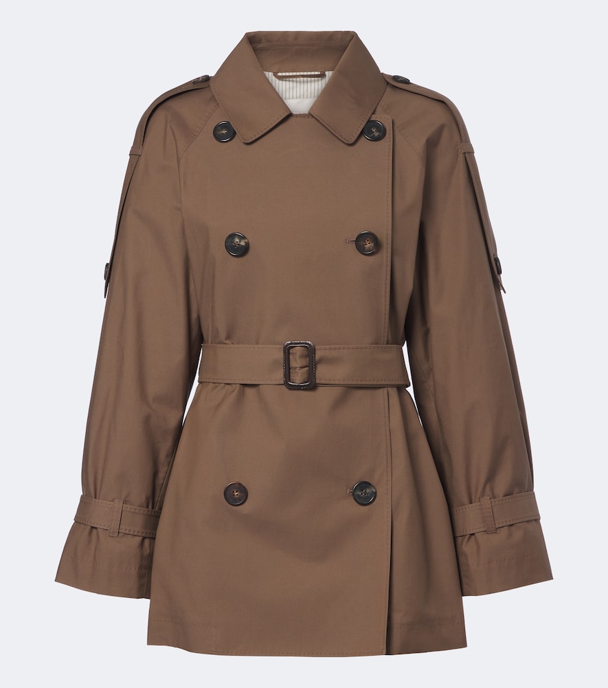 Max Mara Women's Brown Cropped Cotton-Blend Twill Trench Coat UK Size 8 - Mytheresa