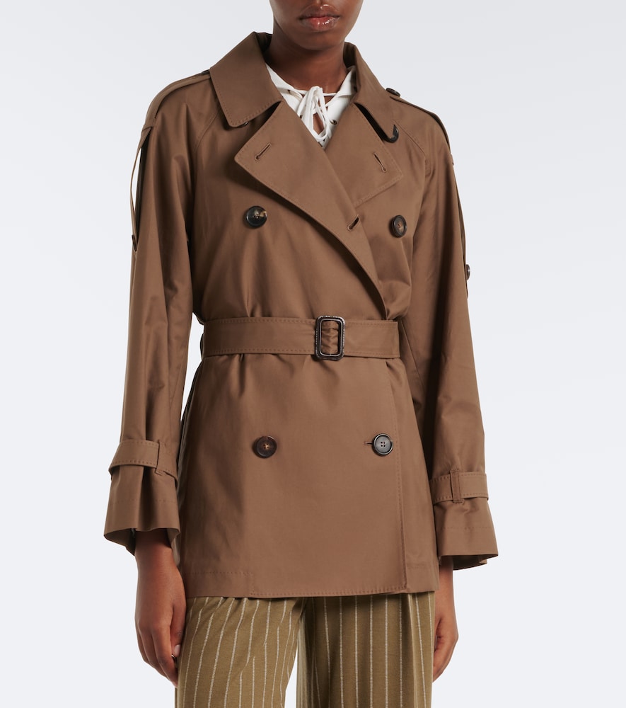 Cropped Cotton-Blend Twill Trench Coat