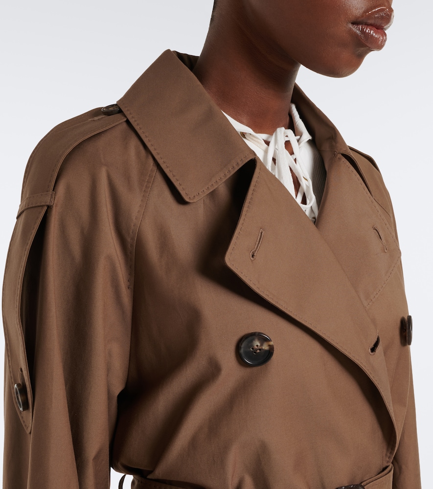 Cropped Cotton-Blend Twill Trench Coat