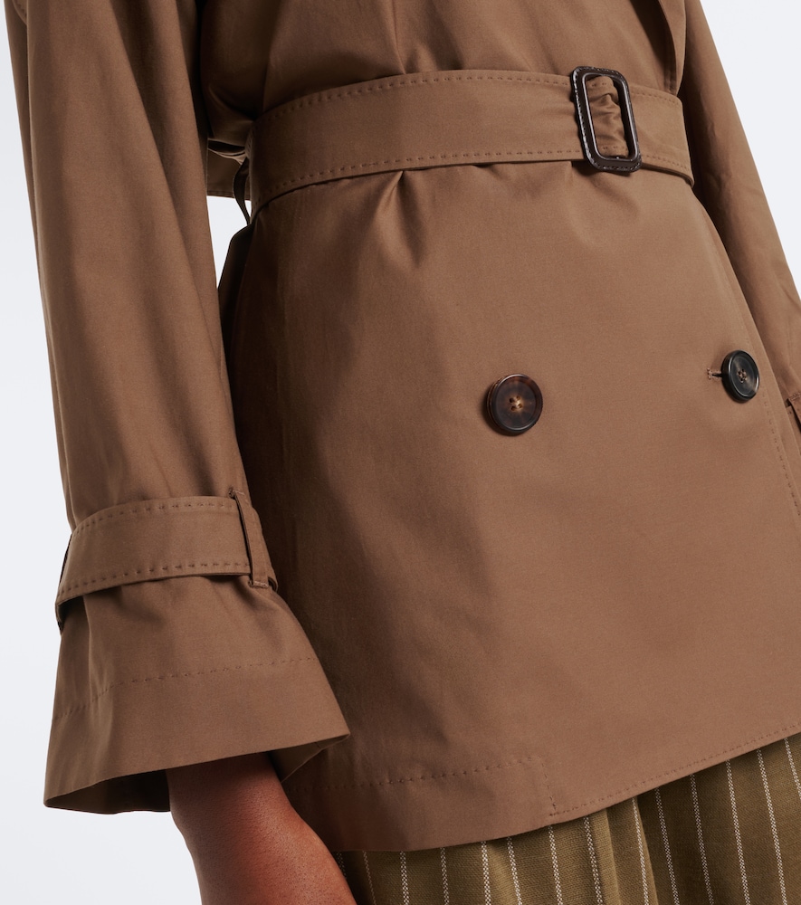 Cropped Cotton-Blend Twill Trench Coat