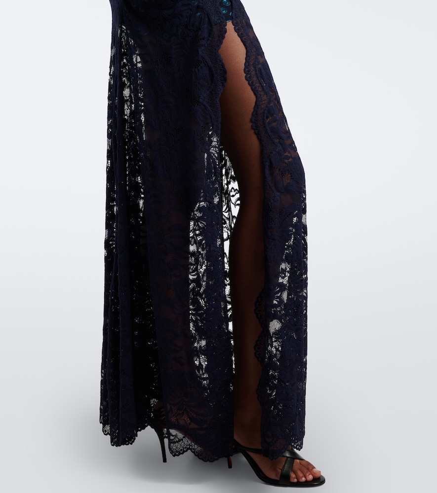 Gathered Lace And Velvet Maxi
