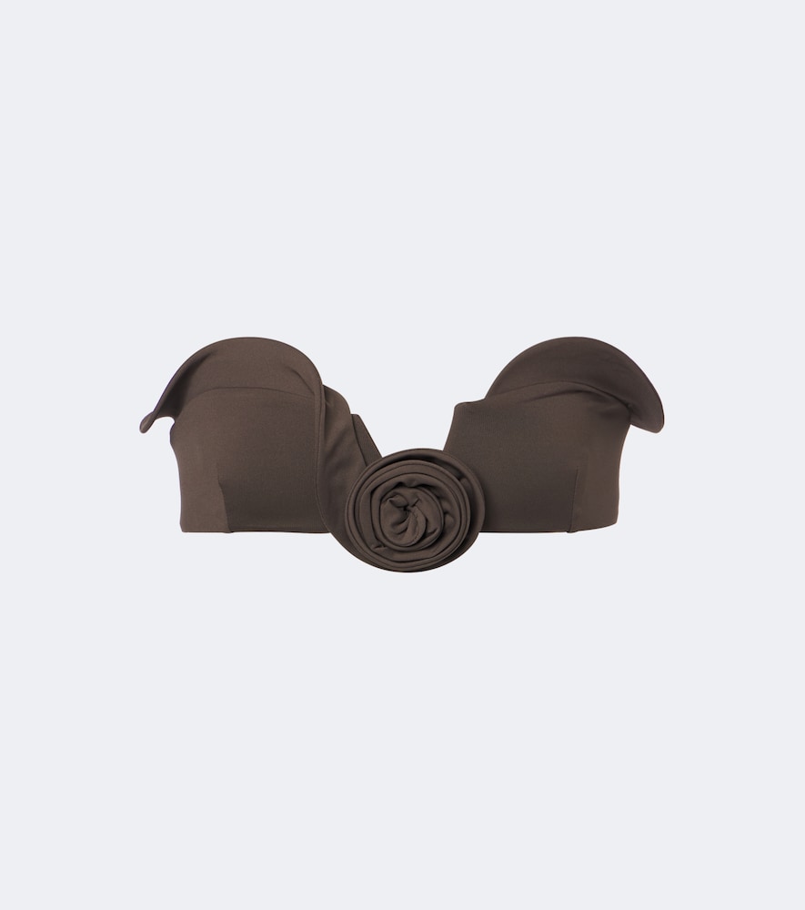 Top bikini con applicazioni floreali