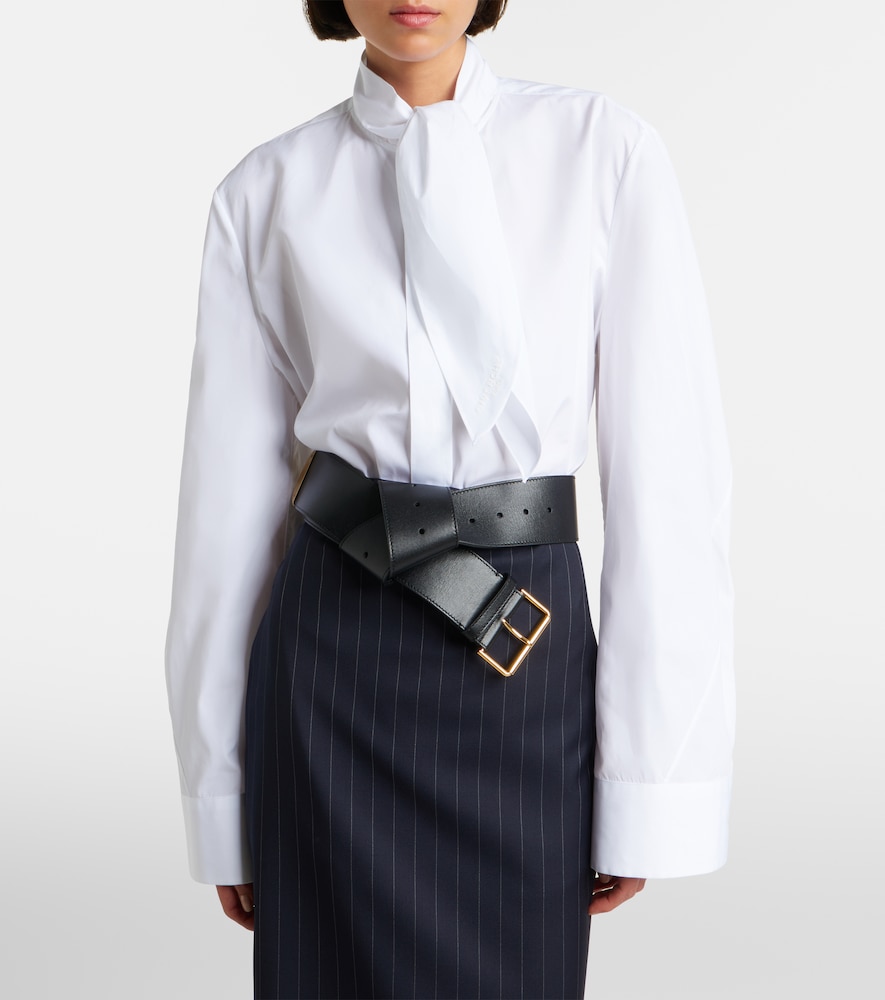 Tie-Neck Cotton Shirt