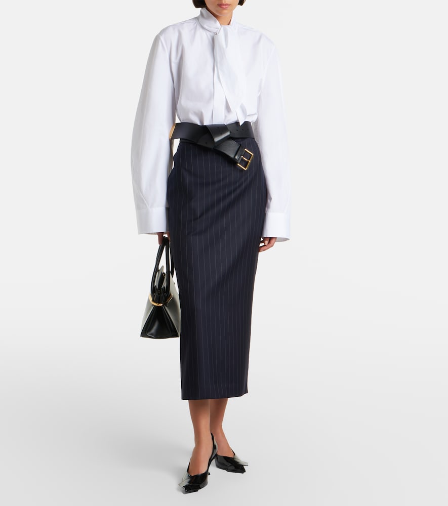 Tie-Neck Cotton Shirt