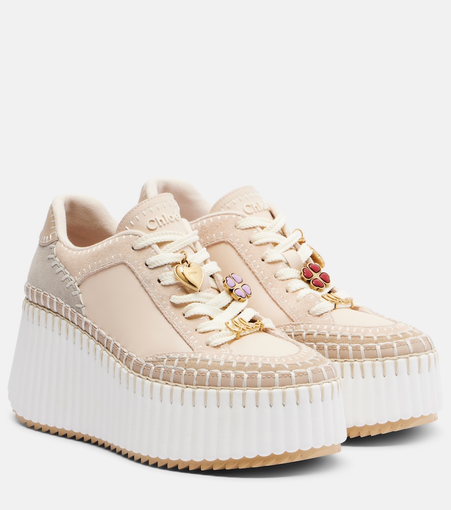 Chloe Women's Beige Nama Suede And Leather Platform Sneakers UK Size 9 - Mytheresa
