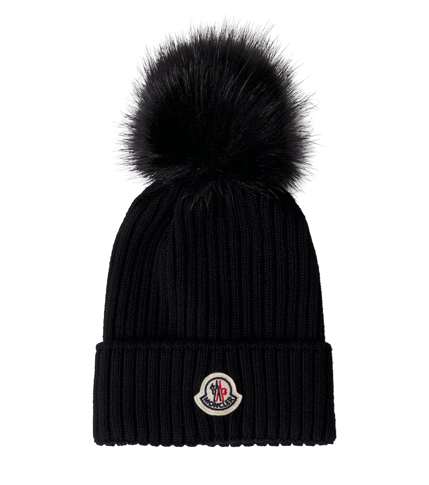 Moncler Enfant Black Ribbed-Knit Virgin Wool Beanie - Mytheresa
