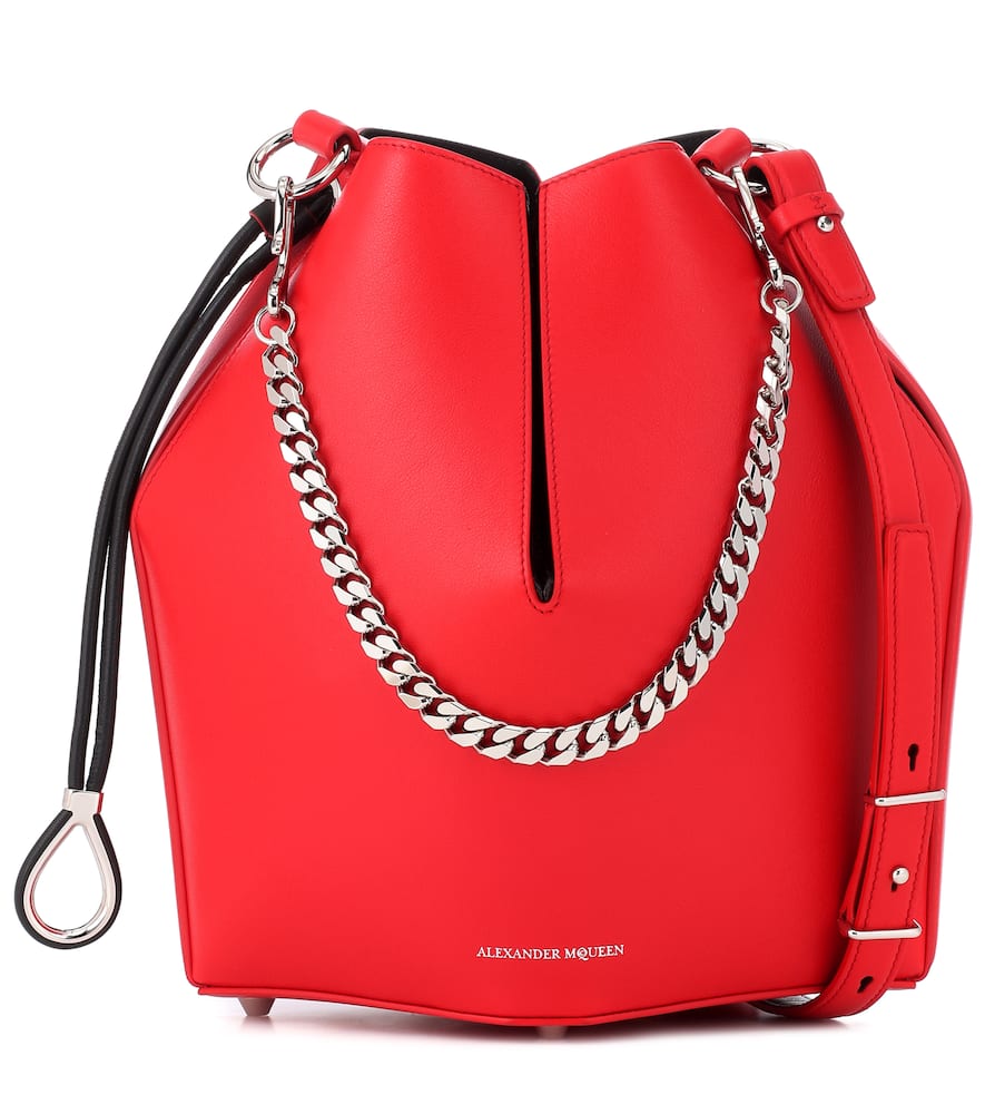 ALEXANDER MCQUEEN LEATHER BUCKET BAG,P00332215