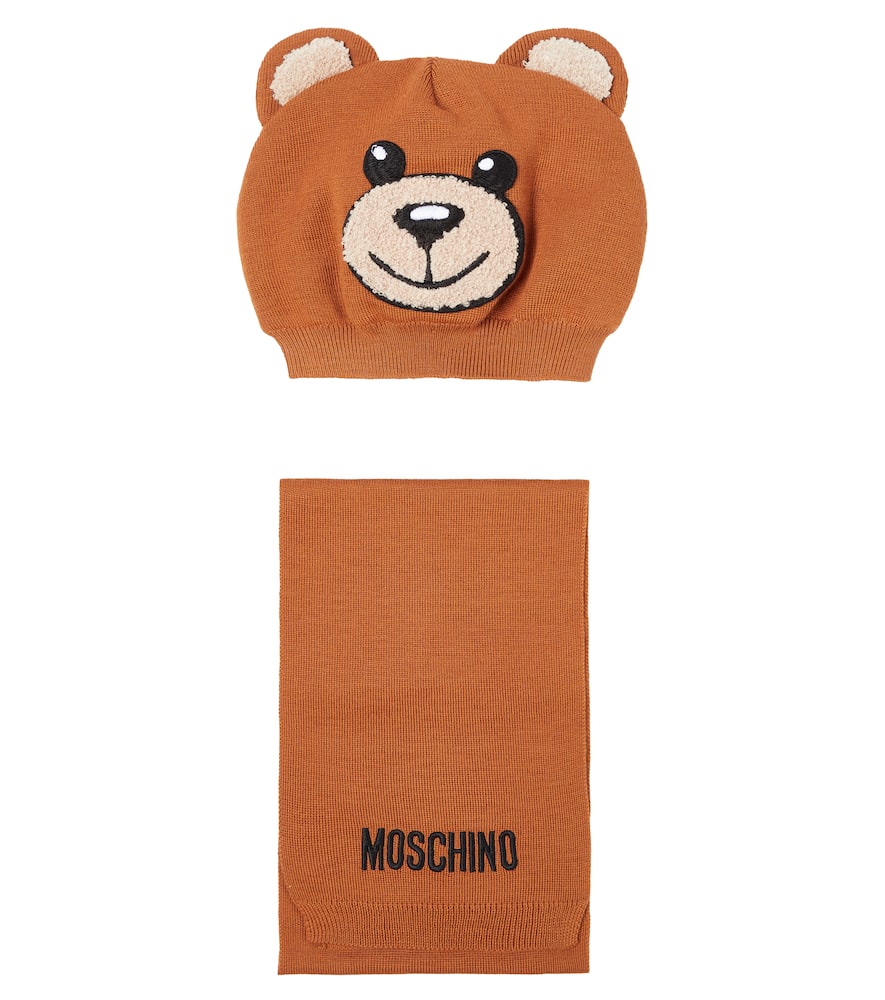 Moschino Kids Logo beanie and scarf