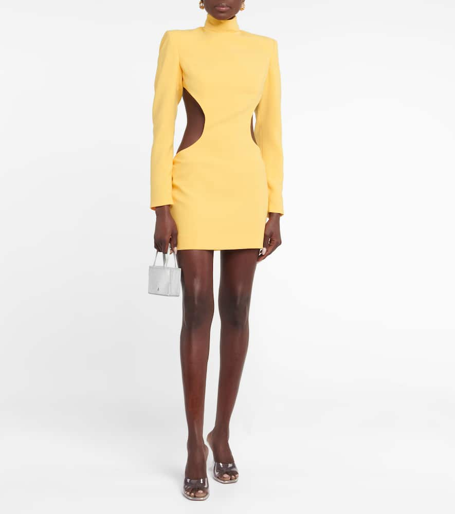 Shop Monot Mônot Cutout Crêpe Minidress In Yellow