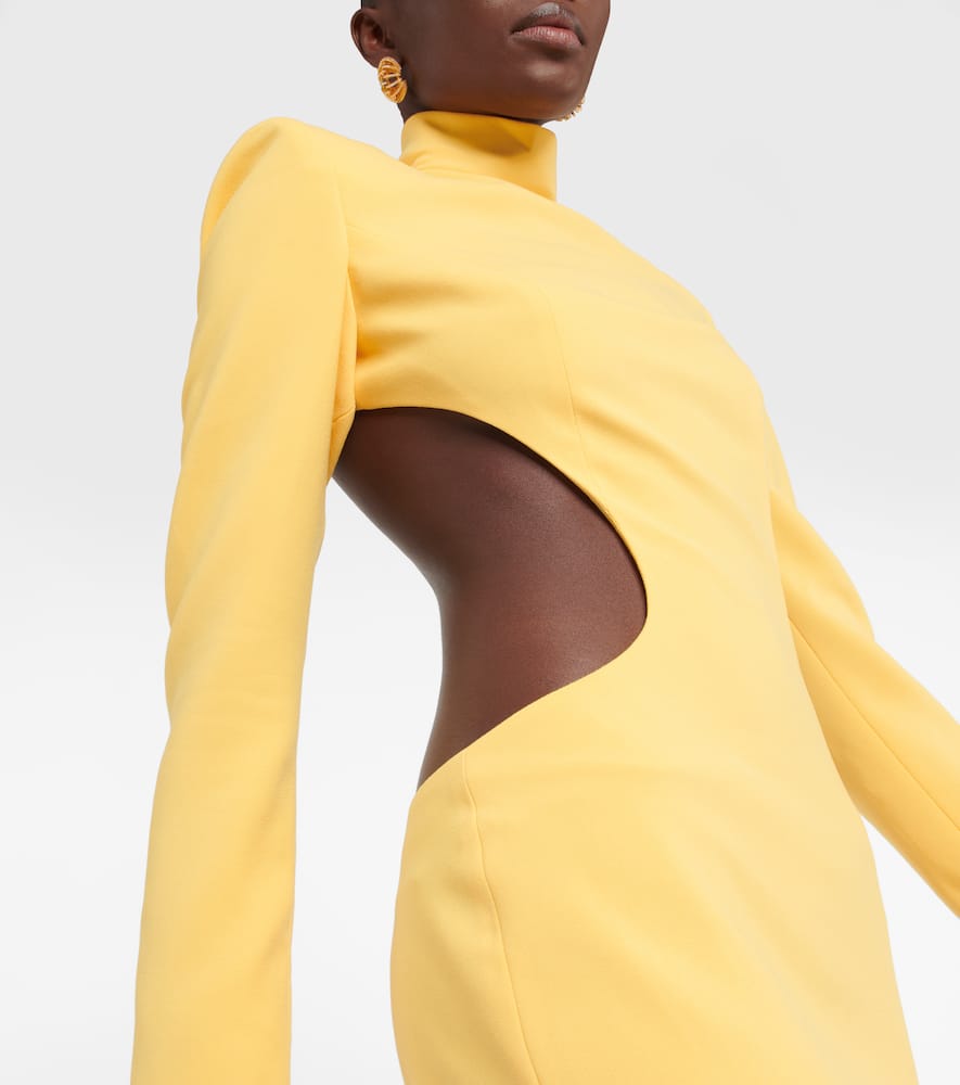 Shop Monot Mônot Cutout Crêpe Minidress In Yellow