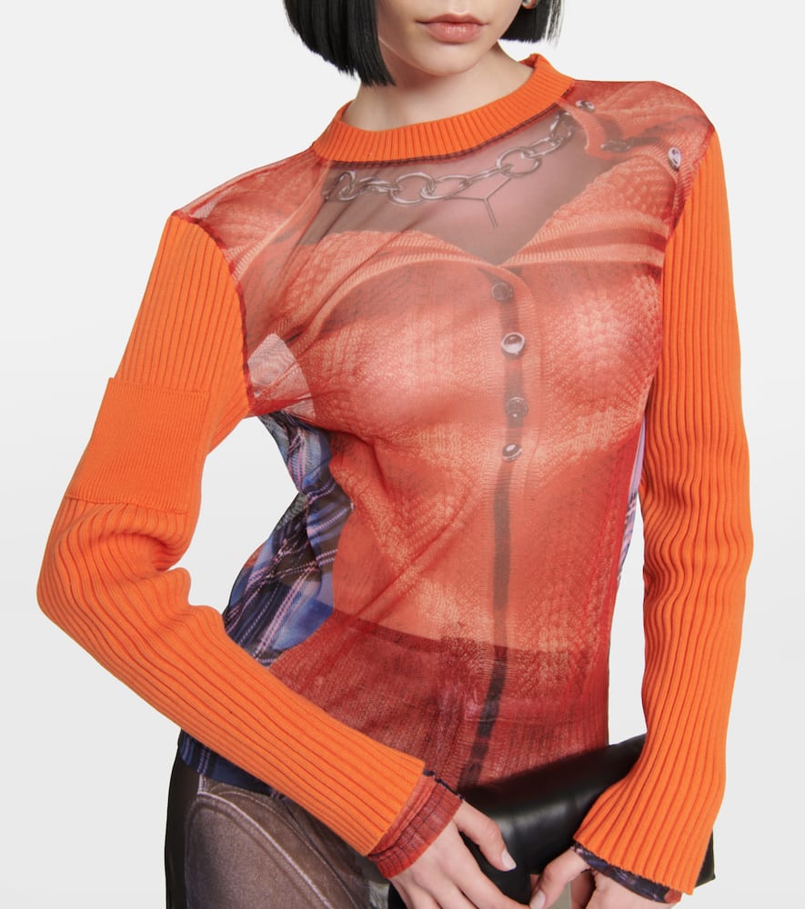Y/project X Jean Paul Gaultier Trompe L'oeil Top In Burnt Orange