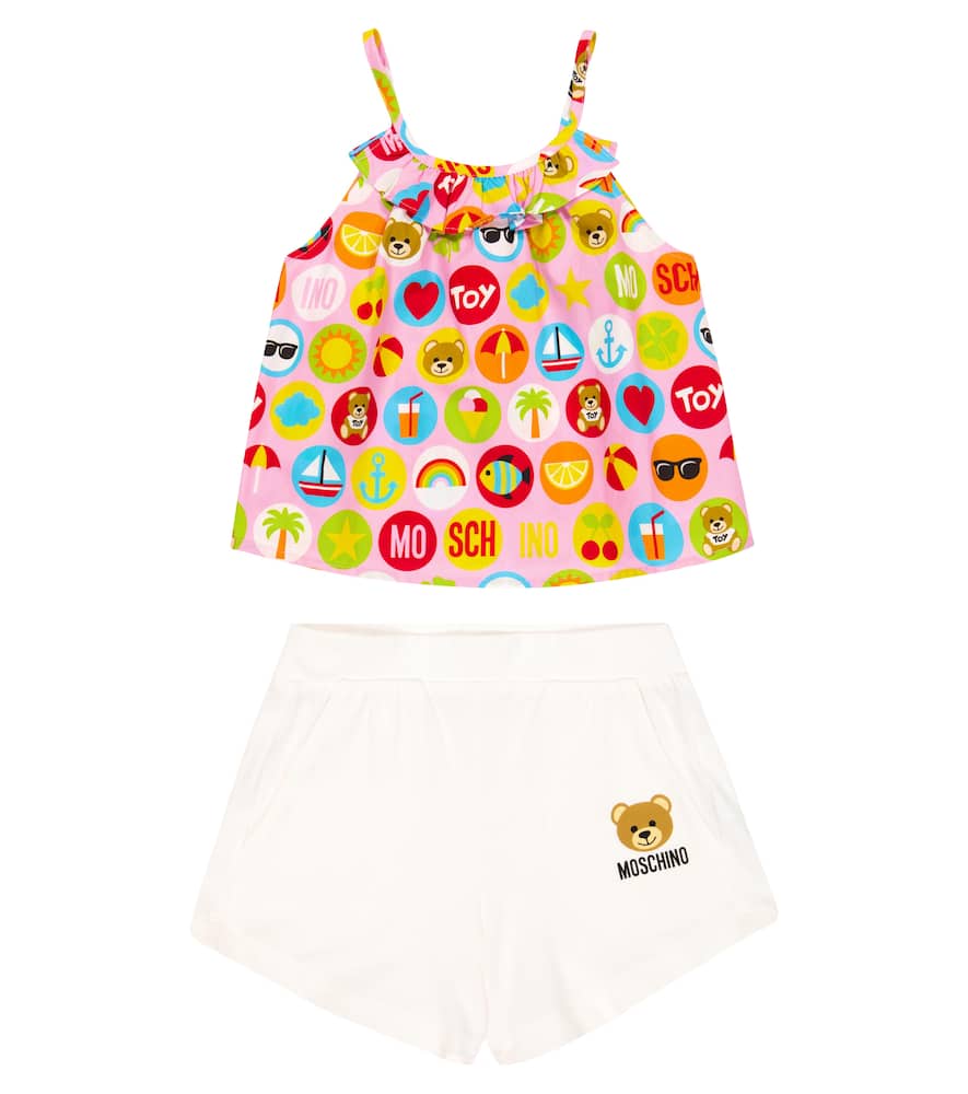 Moschino Kids Cotton jersey tank top and shorts set
