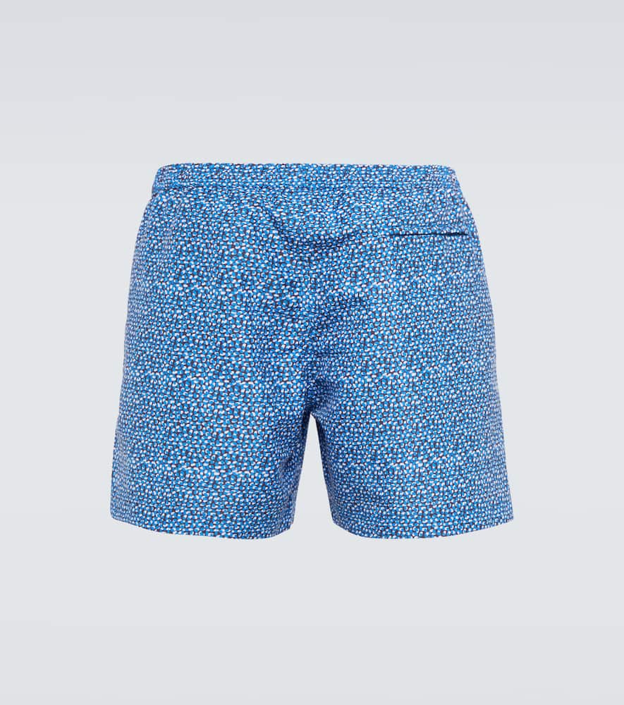 Sunspel Printed Swim Shorts In Turquoise Painted Spot Print