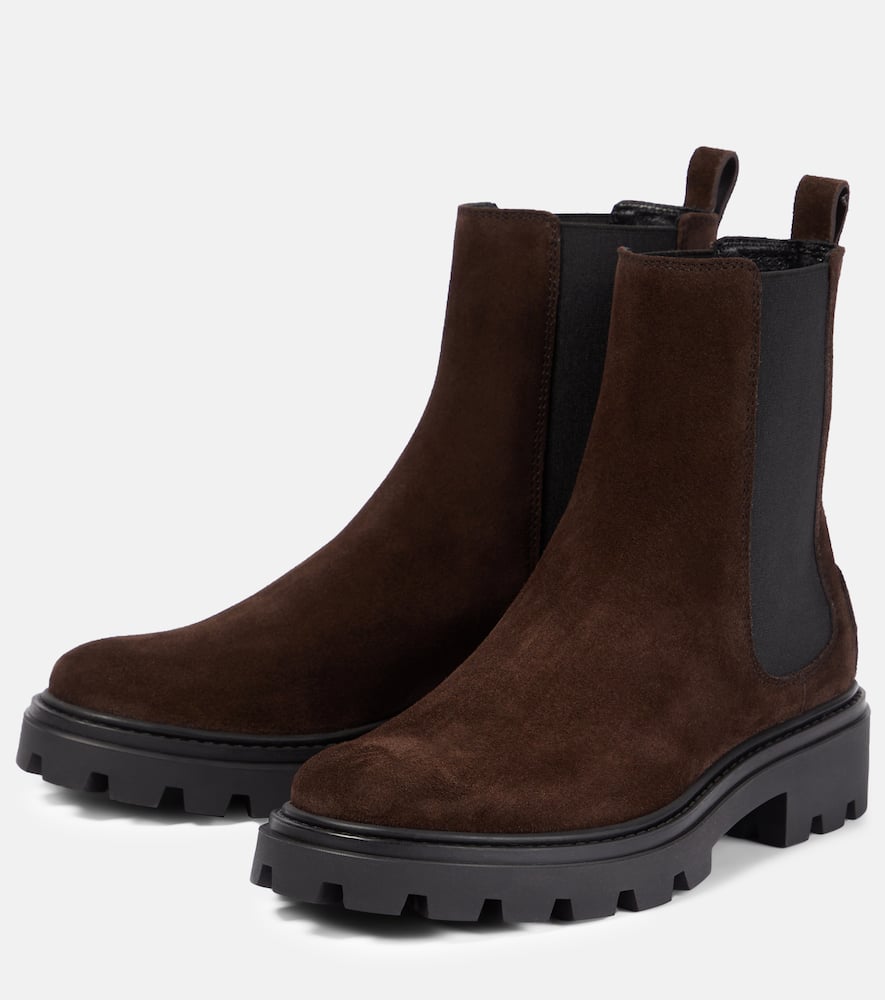Tod's Suede Chelsea Boots In Brown