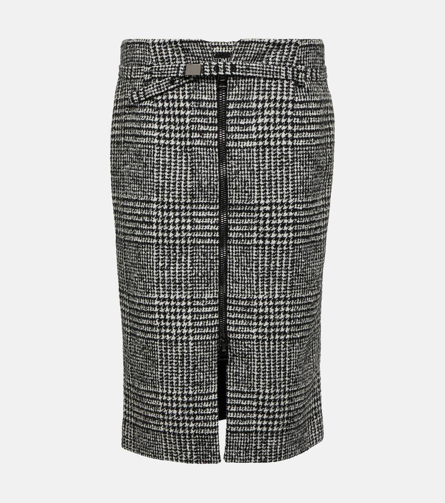 Tom Ford Chevron wool-blend midi skirt