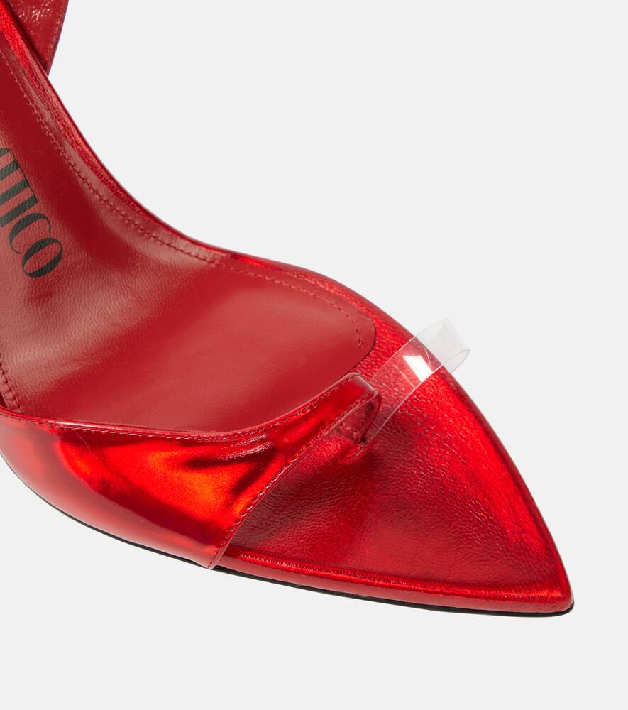 Attico Gg Mismatched 85 Metallic Sandals In Red