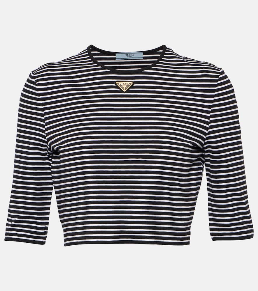 Prada Logo cotton-blend crop top