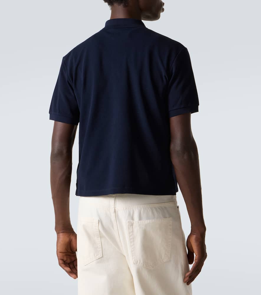 Miu Miu Logo Cotton Piqué Polo Shirt In Blue