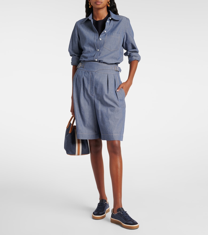 Tennis Walk Suede-Trimmed Denim Sneakers