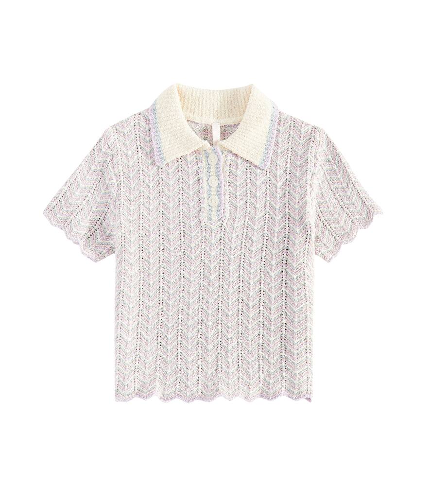 Zimmermann Kids Halliday pointelle cotton-blend polo shirt