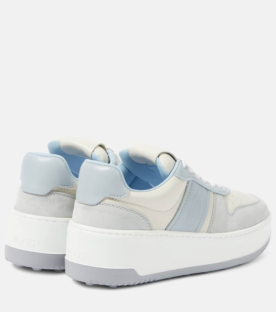 Tod's Leather-trimmed Sneakers In Grey