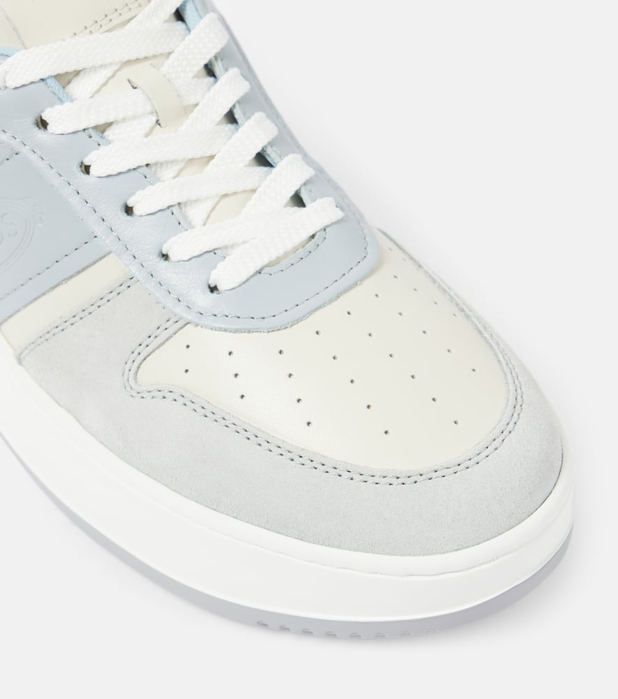Tod's Leather-trimmed Sneakers In Grey