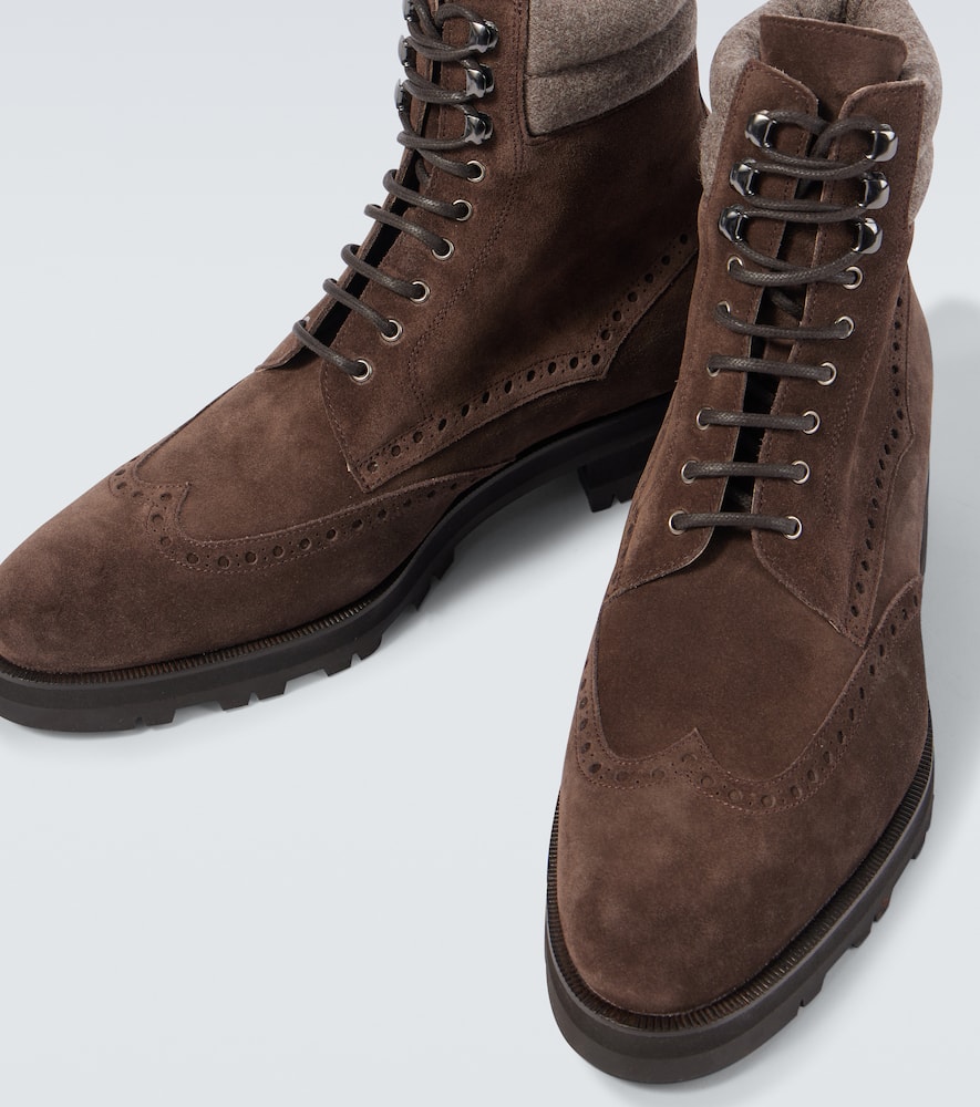 Manolo Blahnik Sapele Suede Lace-up Boots In Brown