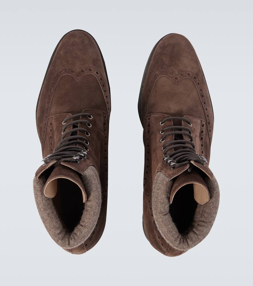Manolo Blahnik Sapele Suede Lace-up Boots In Brown