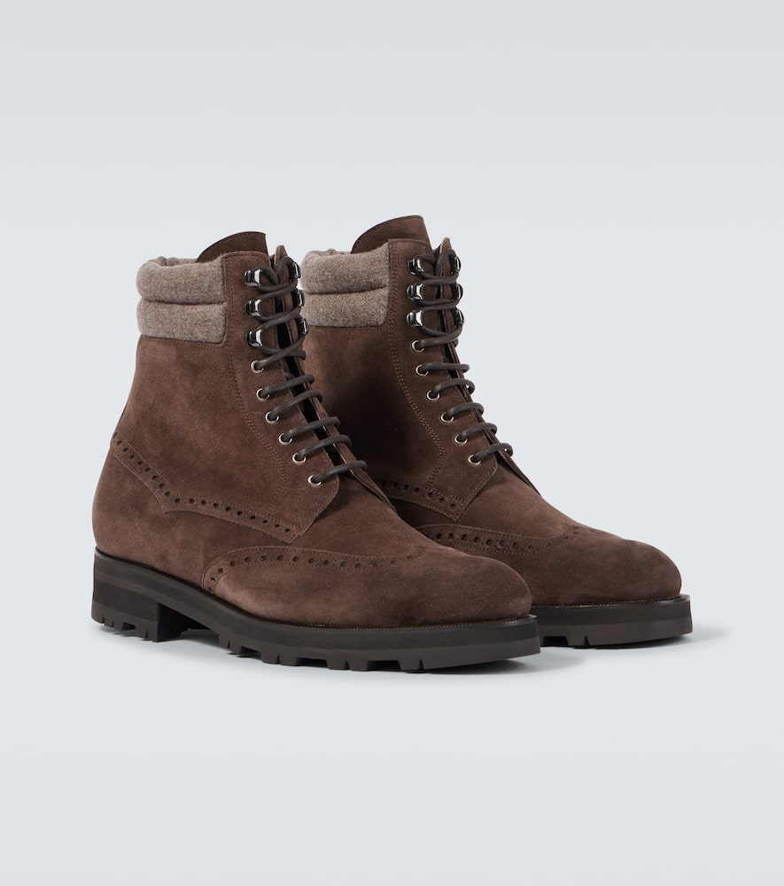 Manolo Blahnik Sapele Suede Lace-up Boots In Brown