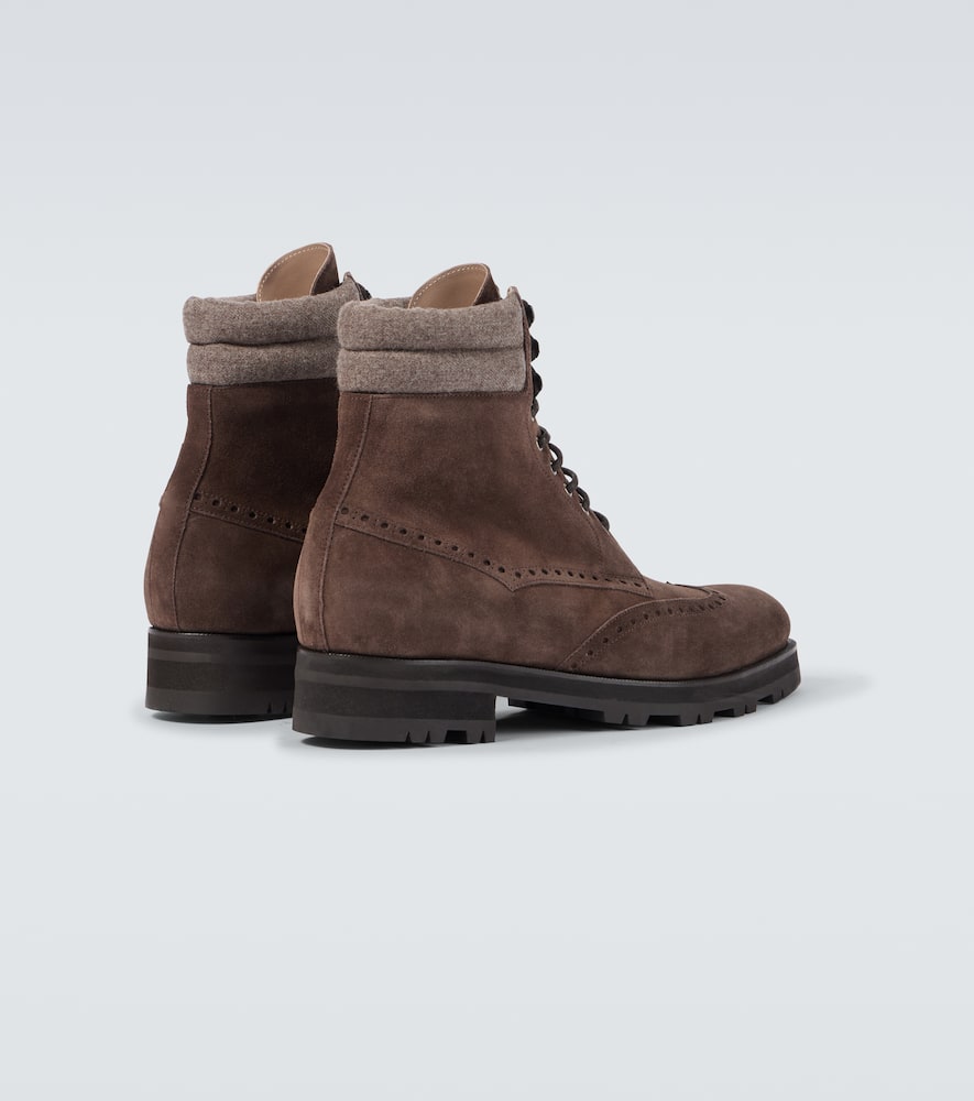 Manolo Blahnik Sapele Suede Lace-up Boots In Brown
